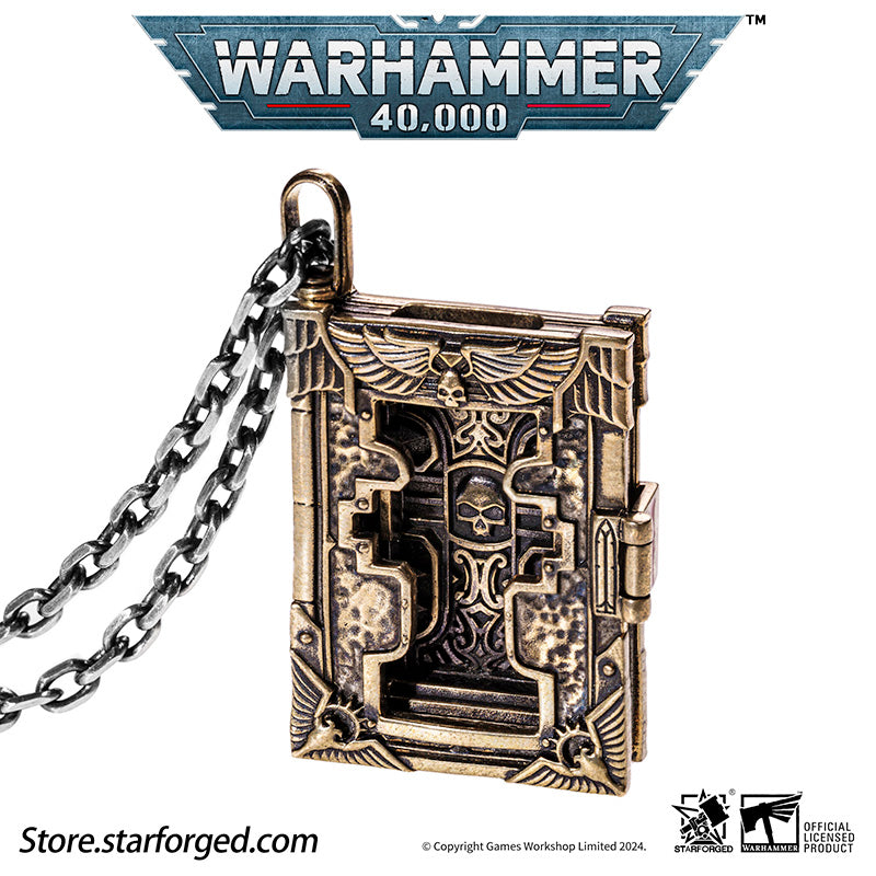 Starforged  Book of the Holy Ordos &  Seal of Inquisition Warhammer 40K Copper Men‘’s Necklace  WH40K